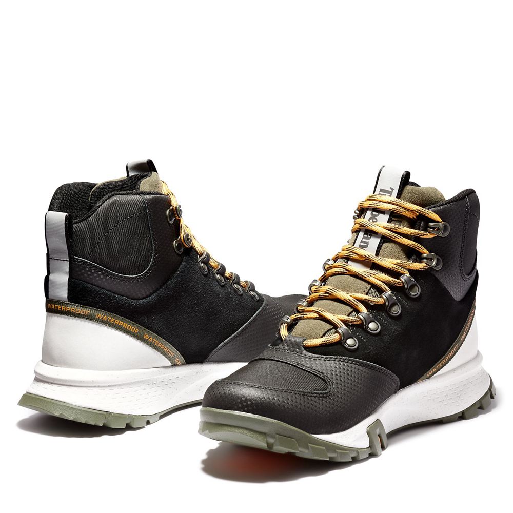 Timberland Mens Hiking Boots Garrison Trail Waterproof High - Black/Olive - India UR5270981